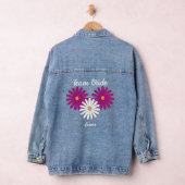 Team bruid & magenta, witte madeliefjes bruiloft denim jacket (Hangar)
