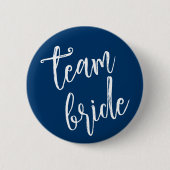 Team bruid Minimale Moderne Blauwe Bachelerotte Fe Ronde Button 5,7 Cm (Voorkant)