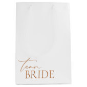 Team Bruid Minimalistisch Elegant Wit Bachelorette Medium Cadeauzakje (Voorkant)