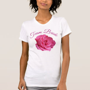 Team Bruid mooie roze roos bloemige vrijgezellenfe T-shirt