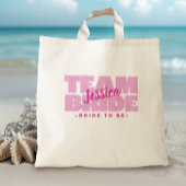 Team bruid om naam Bachelorette roze retro schatti Tote Bag