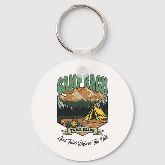 Team Bruid Retro Kamp Bach Camping Bachelorette Fe Sleutelhanger (Voorkant)