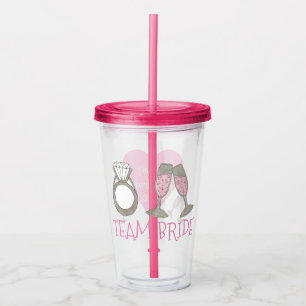 Team Bruid Roze Champagne Diamanten Ring Trouw Acryl Drinkbeker