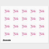Team Bruid Roze Glitter Ronde Sticker (Vel)