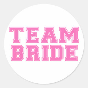 Team bruid (roze) ronde sticker