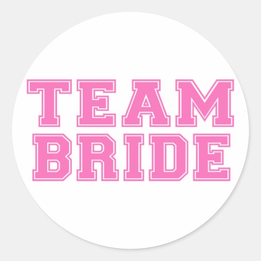 Team bruid (roze) ronde sticker (Voorkant)