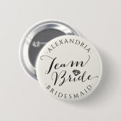 TEAM BRUID Script Kalligrafie Bruiloft Bruidsfeest Ronde Button 5,7 Cm (Voorkant /achterkant)