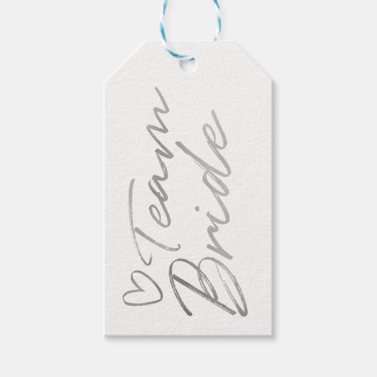 Team Bruid - Silver faux folie cadeau label Cadeaulabel (Voorkant)