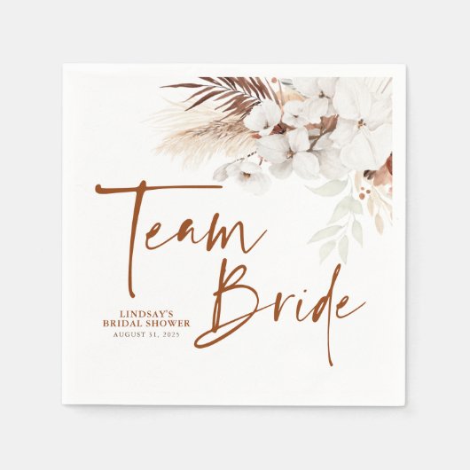 Team Bruid Terracotta Bloem Boho Bruiloft Borrel Servet (Voorkant)