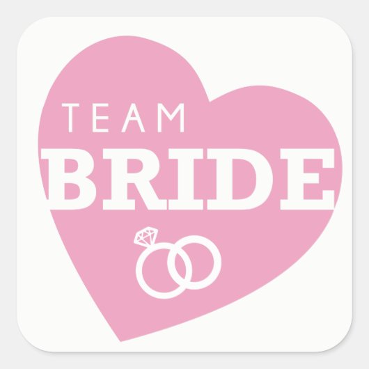 Team Bruid Vrijgezellenfeest Stickers ROZE Hart (Voorkant)