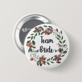 Team Bruid waterverf botanische bordeauxrode bloem Ronde Button 5,7 Cm (Voorkant /achterkant)