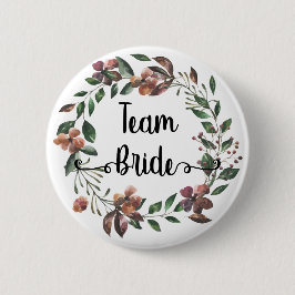 Team Bruid waterverf botanische bordeauxrode bloem Ronde Button 5,7 Cm