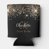 Team Bruid zwart goud glinsterend monogram naam Blikjeskoeler (Achterkant)