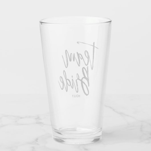 Team Bruid | Zwarte Script Stijl Glas (Achterkant)