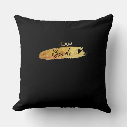 Team Bruid Zwarte Worp Kussen (Voorkant)