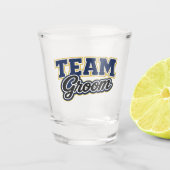 Team Bruidegom Bold Trouwfeest Shot Glas (Voorkant)