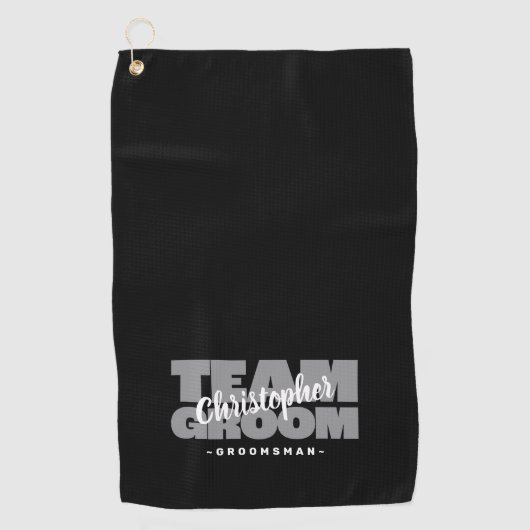 Team Bruidegom Bruidsjonker Golfer Sport Pro Zwart Golfhanddoek (Voorkant)