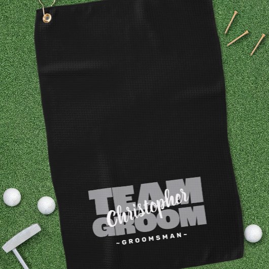 Team Bruidegom Bruidsjonker Golfer Sport Pro Zwart Golfhanddoek