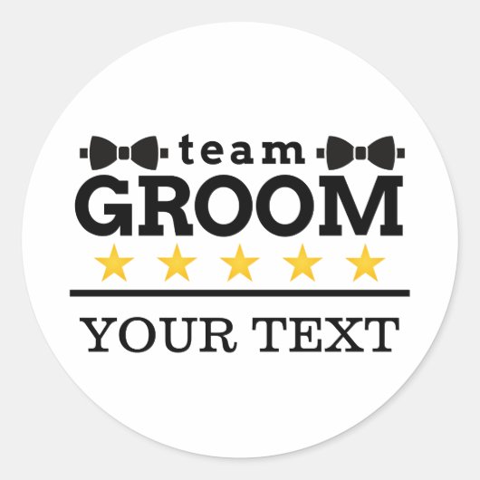 Team Bruidegom | Bruidsjonker | Ongehuwd | Zwart W Ronde Sticker (Voorkant)