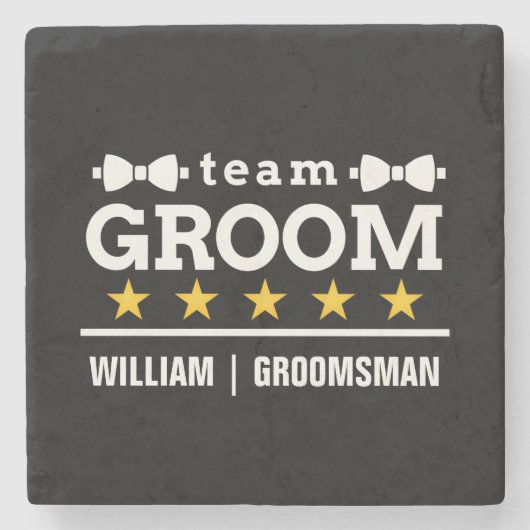 Team Bruidegom Bruidsjonker Stenen Onderzetter (Voorkant)