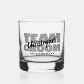 Team Bruidegom Bruidsjonker Trouwnaam Zwart Grijs Whisky Glas (Voorkant)
