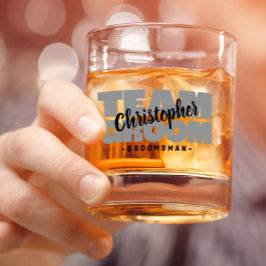 Team Bruidegom Bruidsjonker Trouwnaam Zwart Grijs  Whisky Glas