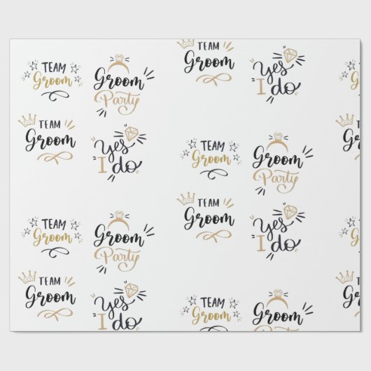 Team bruidegom goud & zwart cadeaupapier (Vlak)