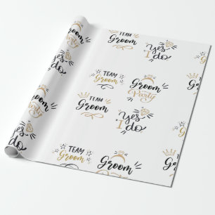 Team bruidegom goud & zwart cadeaupapier