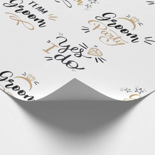 Team bruidegom goud & zwart cadeaupapier (Hoek)