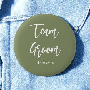 Team Bruidegom Salie Groen Wit Ronde Button 5,7 Cm