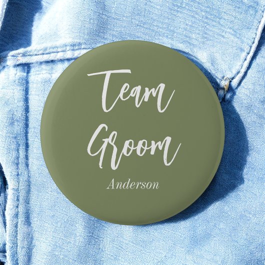 Team Bruidegom Salie Groen Wit Ronde Button 5,7 Cm