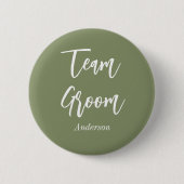 Team Bruidegom Salie Groen Wit Ronde Button 5,7 Cm (Voorkant)
