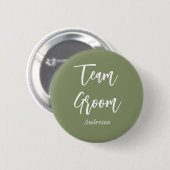 Team Bruidegom Salie Groen Wit Ronde Button 5,7 Cm (Voorkant /achterkant)