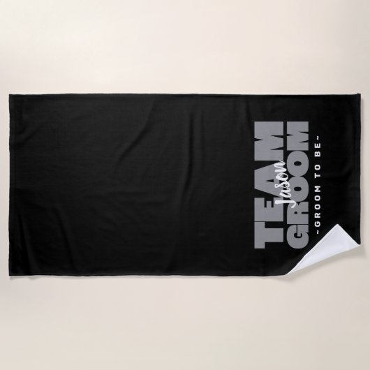 Team bruidegom te zijn naam bruiloft cool retro zw strandlaken (Voorkant)