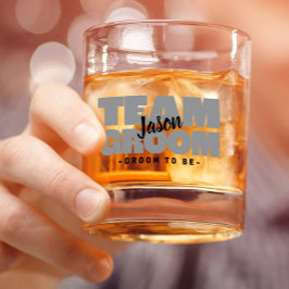 Team bruidegom te zijn trouwnaam zwart grijs douan whisky glas
