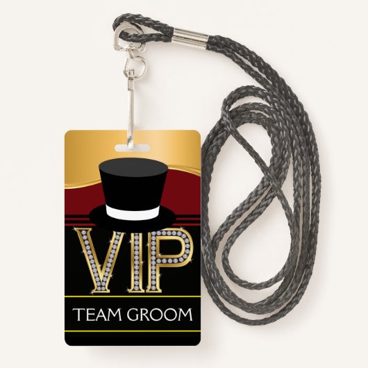Team bruidegom trouwbadge badge (Voorkant met draagriem)