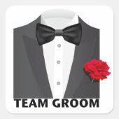 Team bruidegom (tux) vierkante sticker (Voorkant)
