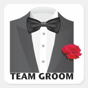 Team bruidegom (tux) vierkante sticker