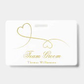 Team bruidegom | Twee gouden harten bruiloft Badge (Achterkant)