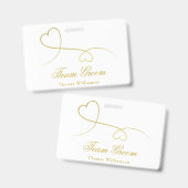 Team bruidegom | Twee gouden harten bruiloft Badge (Voor- en achterkant)
