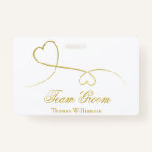Team bruidegom | Twee gouden harten bruiloft Badge (Achterkant)
