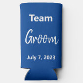 Team bruidegom - vrijgezellenfeest - trouwgunsten seltzer blikjeskoeler (Achterkant)