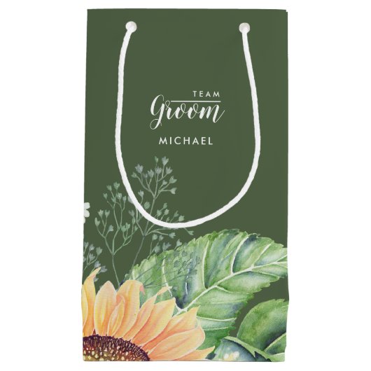 Team bruidegom. Zonnebloem schilderij papier Klein Cadeauzakje (Voorkant)