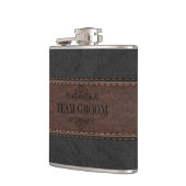 Team bruidegom zwart & bruin leer heupfles (Links)