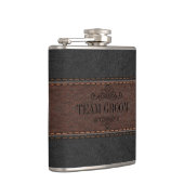 Team bruidegom zwart & bruin leer heupfles (Rechts)