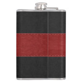 Team bruidegom zwart & rood leer 2 heupfles (Achterkant)