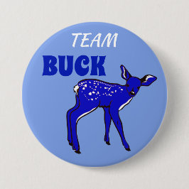 "Team Buck" Blauw geslacht onthullen Ronde Button 7,6 Cm