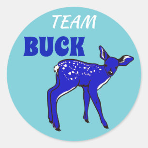 "Team Buck" Blauw geslacht onthullen Ronde Sticker