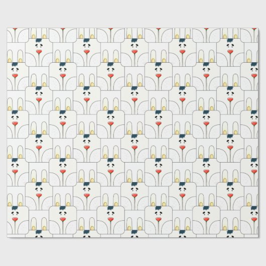 Team Bunny Face - Geel en Wit - v2 Cadeaupapier (Vlak)