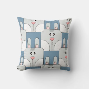 Team Bunny Face_Grijs en Blauw Kussen